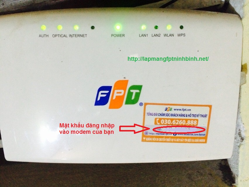 hướng dẫn đổi mật khẩu cho modem wifi fpt